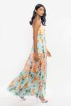 Mandira Wirk Resort_Peach Chiffon Floral Print Halter Dress _Online_at_Aza_Fashions