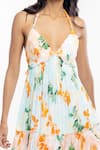 Buy_Mandira Wirk Resort_Peach Chiffon Floral Print Halter Dress _Online_at_Aza_Fashions