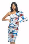 Buy_Mandira Wirk_White Satin Print Abstract One Shoulder Dress _Online_at_Aza_Fashions