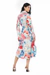 Shop_Mandira Wirk Resort_Blue Cotton Tropical Print Collared Neck Abstract Shirt Dress _at_Aza_Fashions