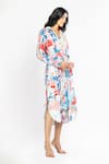Mandira Wirk Resort_Blue Cotton Tropical Print Collared Neck Abstract Shirt Dress _Online_at_Aza_Fashions