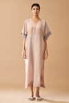 Buy_Manan_Pink Insha Handloom Linen Kaftan Dress_at_Aza_Fashions
