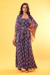 Buy_DiyaRajvvir_Blue Georgette Square Neck Printed Jumpsuit With Jacket  _at_Aza_Fashions
