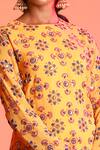 Buy_Diyarajvvir_Yellow Georgette V Neck Printed Kurta And Sharara Set _Online_at_Aza_Fashions