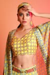 Diyarajvvir Yellow Georgette, Modal V Neck Printed Cape And Sharara Set Online at Aza Fashions Diyarajvvir_Yellow Georgette, Modal V Neck Printed Cape And Sharara Set _Online_at_Aza_Fashions