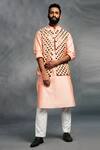 Shop_Diyarajvvir_Peach Cotton Silk Embroidered Bundi And Kurta Set _at_Aza_Fashions