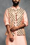 Diyarajvvir_Peach Cotton Silk Embroidered Bundi And Kurta Set _Online_at_Aza_Fashions