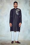 Buy_Diyarajvvir_Black Silk Lining Embroidered Straight Kurta _at_Aza_Fashions