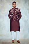 Buy_DiyaRajvvir_Brown Cotton Silk Embroidered Straight Kurta_at_Aza_Fashions