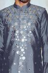 Buy_DiyaRajvvir_Grey Cotton Silk Embroidered Bundi With Kurta_Online_at_Aza_Fashions