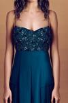 Diyarajvvir_Green Georgette Sweetheart Neck Embroidered Jumpsuit _Online_at_Aza_Fashions
