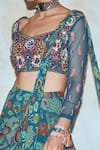 Shop_DiyaRajvvir_Blue Georgette Pre-draped Sharara Pant Saree With Blouse_at_Aza_Fashions