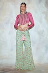 Buy_DiyaRajvvir_Pink Georgette Crop Top And Gharara Pant Set_at_Aza_Fashions