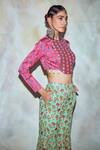 Shop_DiyaRajvvir_Pink Georgette Crop Top And Gharara Pant Set_at_Aza_Fashions