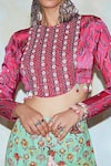 Buy_DiyaRajvvir_Pink Georgette Crop Top And Gharara Pant Set_Online_at_Aza_Fashions