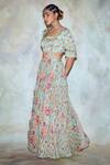 Buy_DiyaRajvvir_Green Georgette Pre-draped Skirt Saree With Blouse_at_Aza_Fashions