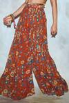 Buy_DiyaRajvvir_Red Georgette Printed Crop Top And Pant Set_Online_at_Aza_Fashions