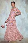 Buy_DiyaRajvvir_Pink Georgette Printed Kurta Sharara Set_at_Aza_Fashions
