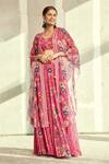 Buy_Diyarajvvir_Pink Georgette Floral Motifs Scoop Neck Print Skirt Set With Jacket _Online_at_Aza_Fashions