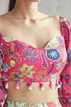 Shop_Diyarajvvir_Pink Georgette, Modal Floral Motifs Sweetheart Printed Tiered Skirt With Blouse _Online_at_Aza_Fashions