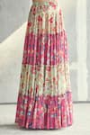 Diyarajvvir_Pink Georgette, Modal Floral Motifs Sweetheart Printed Tiered Skirt With Blouse _at_Aza_Fashions