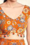Shop_Diyarajvvir_Orange Georgette Floral Motifs V Neck Print Lehenga Set _Online_at_Aza_Fashions