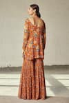 Shop_Diyarajvvir_Orange Georgette Floral Boat Print Kurta And Gharara Set _at_Aza_Fashions