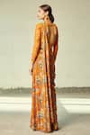 Shop_DiyaRajvvir_Orange Cotton Silk Printed Floral Round Sharara Saree Set _at_Aza_Fashions