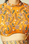 DiyaRajvvir_Orange Cotton Silk Printed Floral Round Sharara Saree Set _at_Aza_Fashions