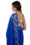 Shop_Ruar India_Blue Chiffon Floral Embroidered Saree With Blouse _at_Aza_Fashions