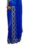 Shop_Ruar India_Blue Chiffon Floral Embroidered Saree With Blouse _Online_at_Aza_Fashions