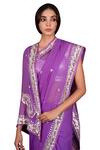 Ruar India Purple Georgette Embroidered Saree With Blouse at Aza Fashions Ruar India_Purple Georgette Embroidered Saree With Blouse _at_Aza_Fashions