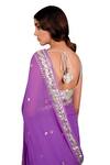 Shop Ruar India Purple Georgette Embroidered Saree With Blouse at Aza Fashions Shop_Ruar India_Purple Georgette Embroidered Saree With Blouse _at_Aza_Fashions