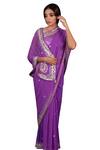 Ruar India Purple Georgette Embroidered Saree With Blouse Online at Aza Fashions Ruar India_Purple Georgette Embroidered Saree With Blouse _Online_at_Aza_Fashions