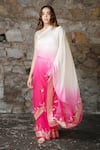 Ruar India_White Chiffon Embroidered Saree With Blouse _Online_at_Aza_Fashions