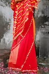 Ruar India_Red Chiffon Leheriya Embroidered With _at_Aza_Fashions