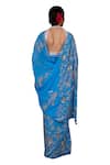 Shop_Ruar India_Blue Chiffon Embroidered Saree With Blouse _at_Aza_Fashions