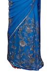 Ruar India_Blue Chiffon Embroidered Saree With Blouse _at_Aza_Fashions