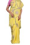 Ruar India Yellow Crepe Embroidered Saree With Blouse Online at Aza Fashions Ruar India_Yellow Crepe Embroidered Saree With Blouse _Online_at_Aza_Fashions
