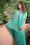 Buy_Ruar India_Green Chiffon Embroidered Saree With Blouse _Online_at_Aza_Fashions