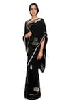 Buy_Ruar India_Black Chiffon Embroidered Saree With Blouse _at_Aza_Fashions