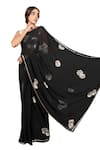 Shop_Ruar India_Black Chiffon Embroidered Saree With Blouse _at_Aza_Fashions