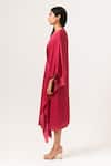 Shop_Neora By Nehal Chopra_Green Sustainable Silk V Neck Color Block Kaftan _Online_at_Aza_Fashions