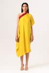 Buy Neora By Nehal Chopra Yellow Sustainable Silk One Shoulder Draped Dress at Aza Fashions Buy_Neora By Nehal Chopra_Yellow Sustainable Silk One Shoulder Draped Dress _at_Aza_Fashions