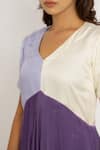 Neora By Nehal Chopra Purple Sustainable Silk V Neck Color Block Asymmetric Dress at Aza Fashions Neora By Nehal Chopra_Purple Sustainable Silk V Neck Color Block Asymmetric Dress _at_Aza_Fashions