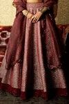 Jade by Monica and Karishma_Red Dupatta Organza V Neck Embroidered Bridal Lehenga Set _Online_at_Aza_Fashions