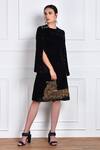Kukoon The Label_Black Velvet Embroidered Dress_Online_at_Aza_Fashions