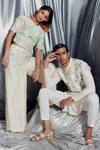 Buy_Dev R Nil_White Silk Hand Painted Bundi And Kurta Set_Online_at_Aza_Fashions