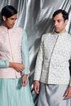 Buy_Dev R Nil_White Silk Embroidered Bandhgala And Kurta Set_Online_at_Aza_Fashions