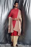 Buy_Dev R Nil_Red Silk Embroidered Angrakha Kurta Set _at_Aza_Fashions